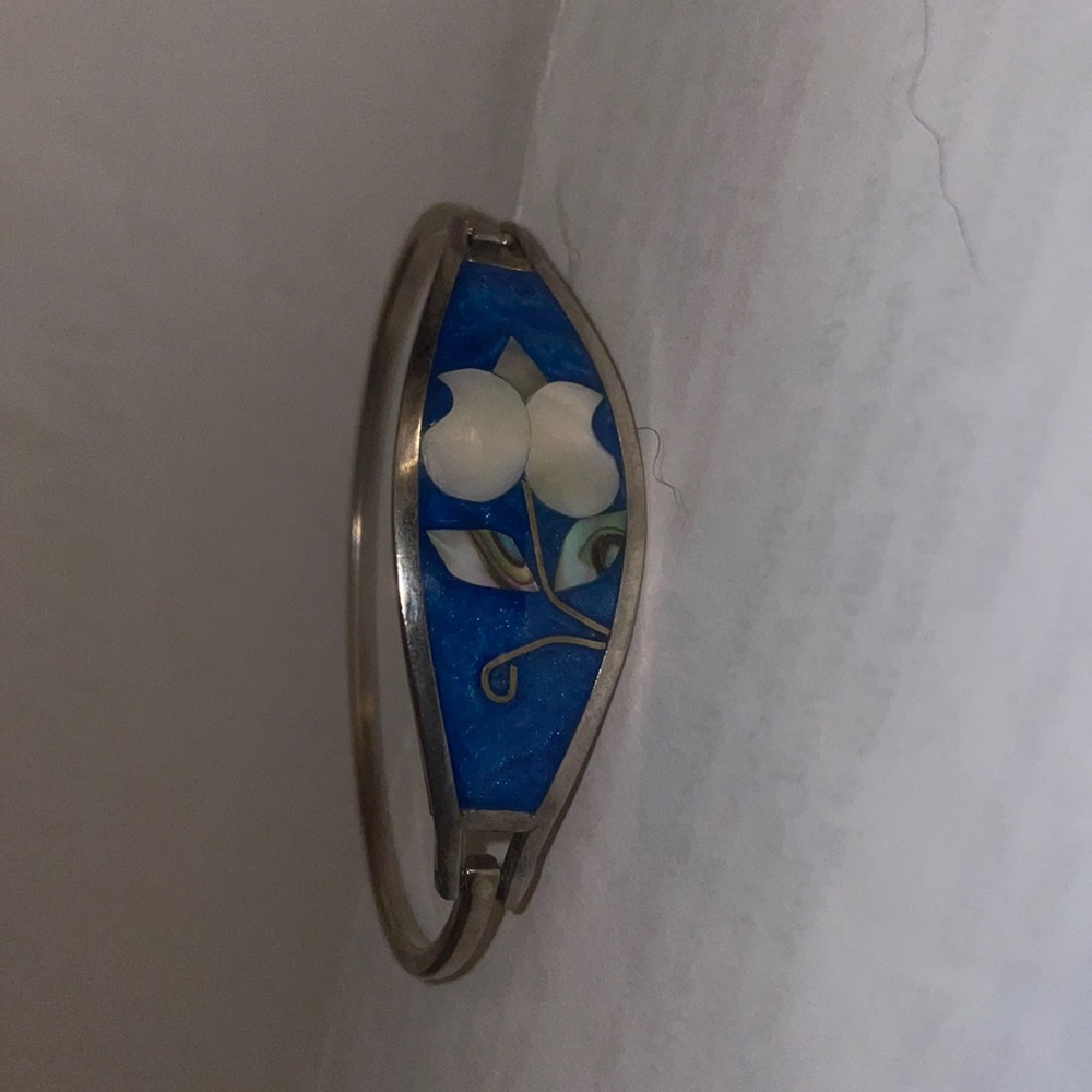 Vintage Alpaca Mexico inlay bracelet